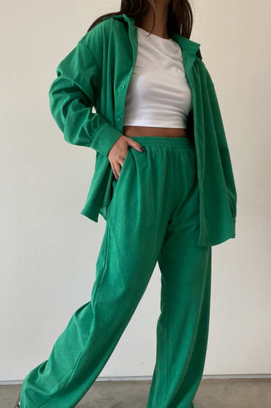 Green Button Up and Pant Set