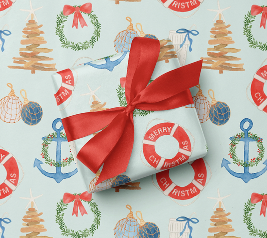 Coastal Christmas Gift Wrap